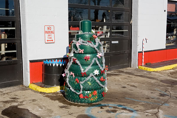 Christmas tree, Gene's Sunoco, North Liberty
