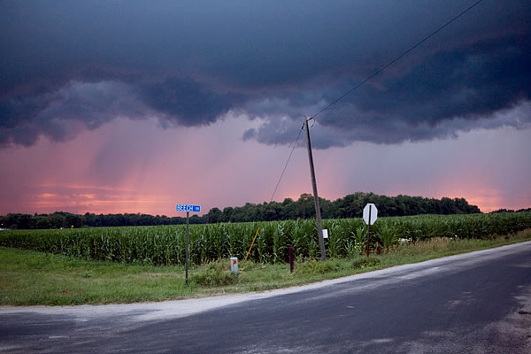 Approaching storm and sunset, near Bourbon
