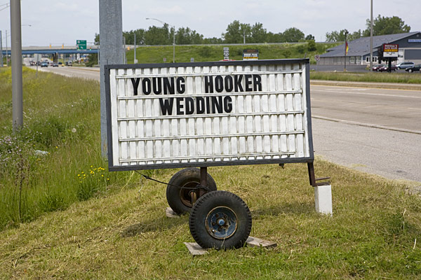 Sign for a wedding reception, Warsaw, IN