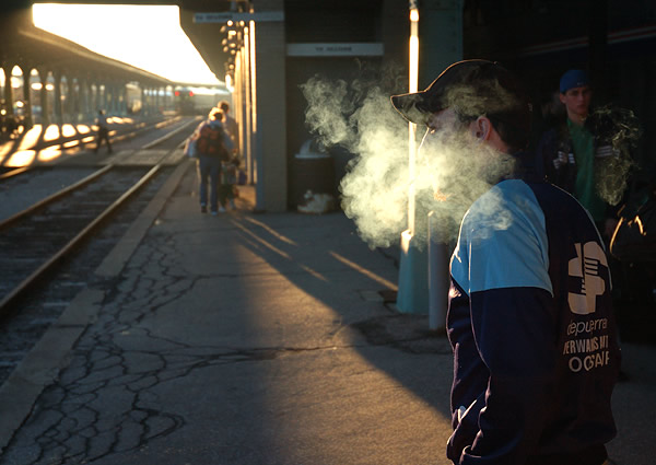 Smoke break on the Amtrak, Toledo, OH